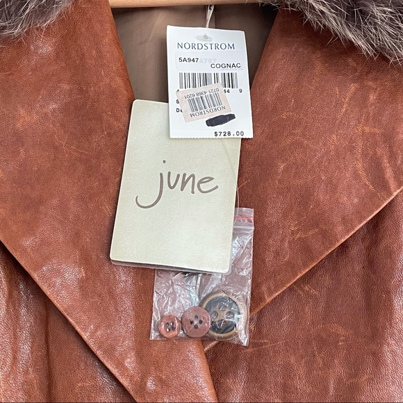 NWT June Cognac Leather Trench Coat - Picture 10 of 13